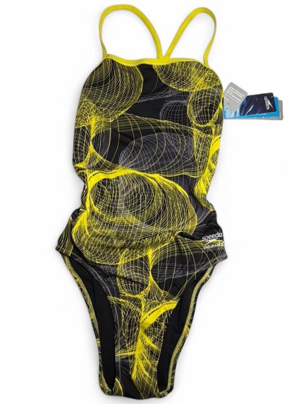 Speedo Women's Black & Yellow Spiral-Print One-Piece Swimsuit